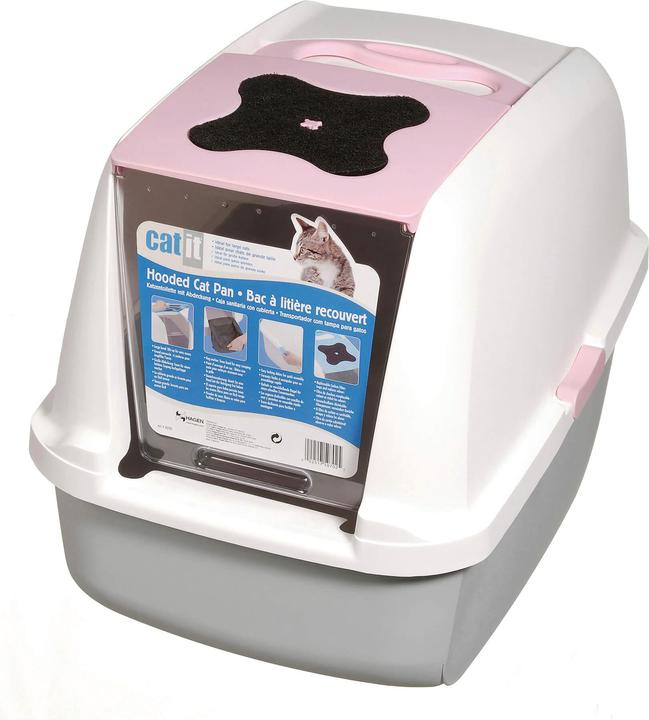 Image du produit Catit Bac à litière avec toit et filtre à charbon rose/gris (Bac à litière fermé)