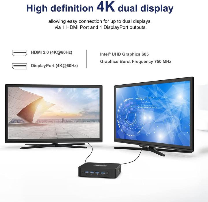 Image du produit Minisforum Mini PC GK50-256GB (Intel Celeron J4125, 8 Go, 256 Go, UHD Graphics 600, Intel UHD Graphics)