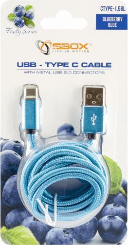 Image du produit Sbox USB->Type C M/M 1.5m CTYPE-1.5BL blue (1.50 m, USB 1.0)