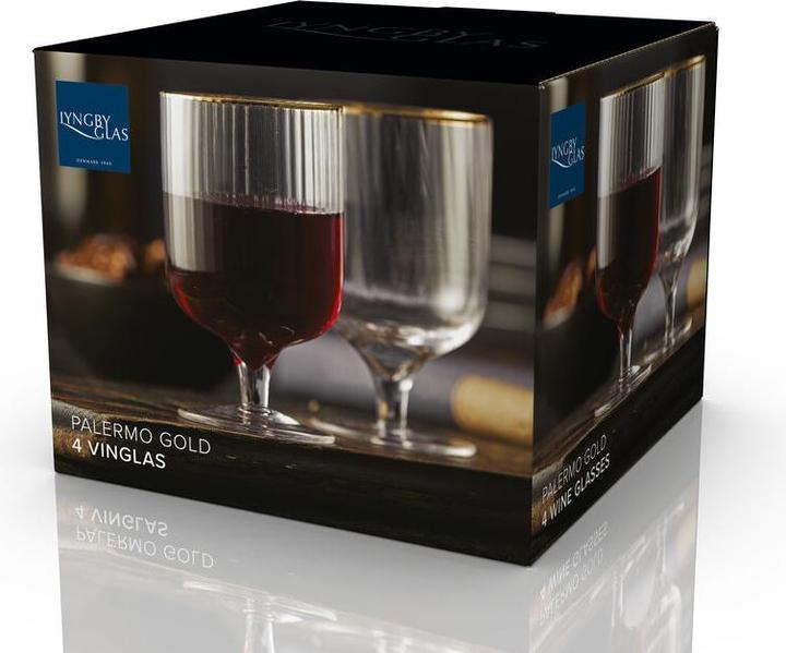 Image du produit Lyngby 30 cl - Verre - Transparent/guldkant (30 cl, 4 Verres, Set de verres à vin)