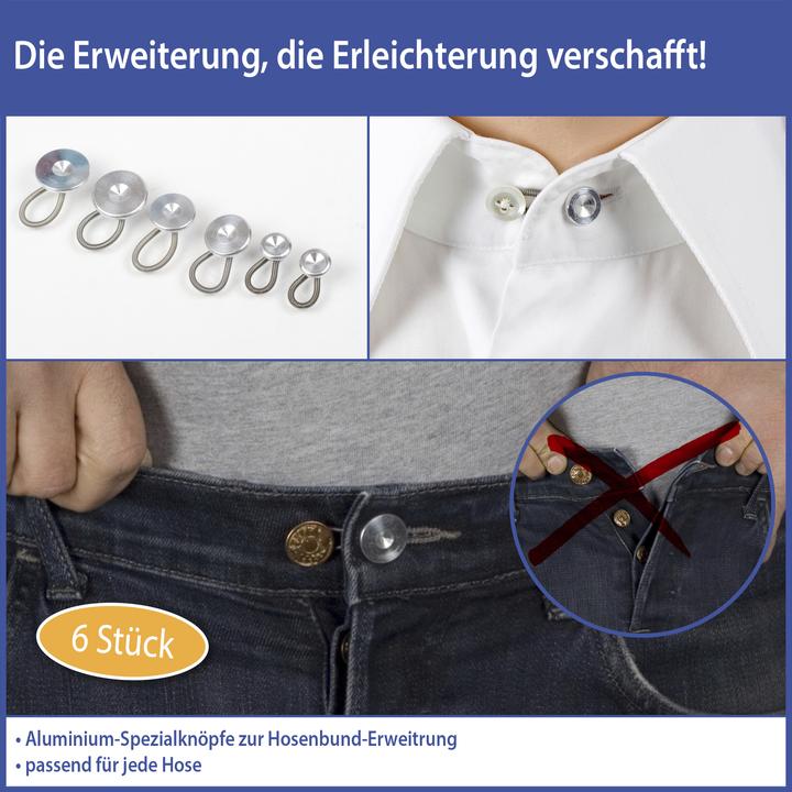 Image du produit Boutons miraculeux, extension de ceinture en métal, 6 pièces, argenté
