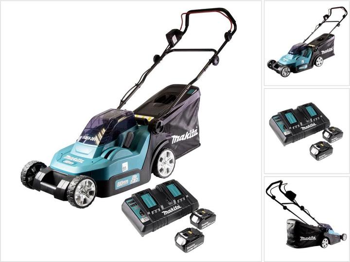 Produktbild Makita DLM432PT2 Akku-Rasenmäher 2X18V, 43cm, 2X5,0Ah Li-Ion DC18RD, 3 (Akkubetrieb)