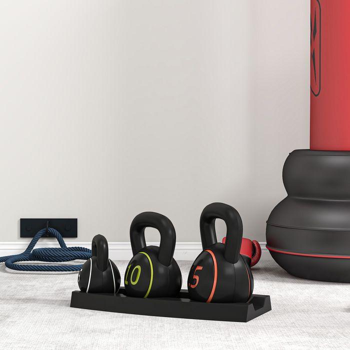 Produktbild Swisshandel24 Kettlebell Set, 3 Kugelhanteln 2,2kg/4,5kg/6,8kg, Kunststoffhülle, Schwarz