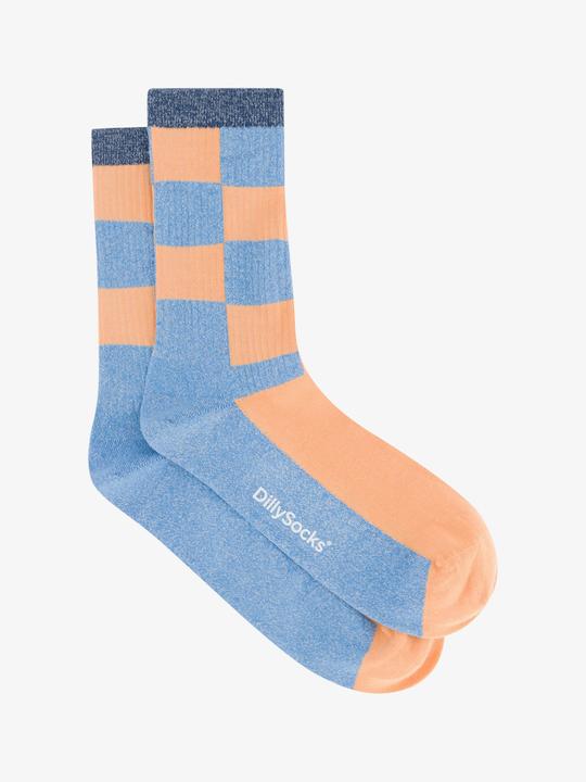 Produktbild DillySocks Socken "Premium glitzy pastel chess" hellblau (Einzelpack, 35 - 38)