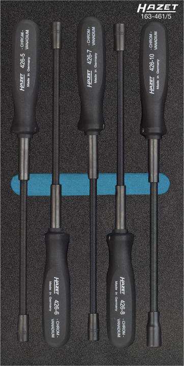 Produktbild HAZET Flexibler Steckschlüssel Satz 163-461/5 ∙ Aussen Sechskant Profil ∙ 5 - 10 ∙ Anzahl Werkzeuge:…