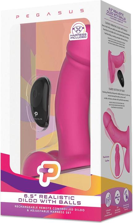Actual product image Pegasus 6.5' Realistic Dildo with Balls & Harness Set