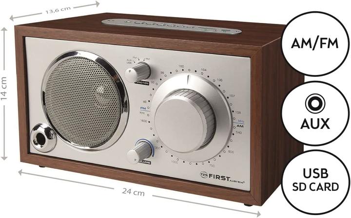 Produktbild TZS First Austria Retro Tischradio, 24x14x13.6 cm (AM, FM)