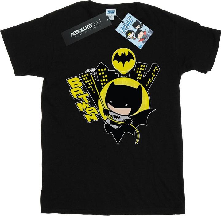 Actual product image Womens/Ladies Chibi Batman Swinging Cotton Boyfriend T-Shirt (M)