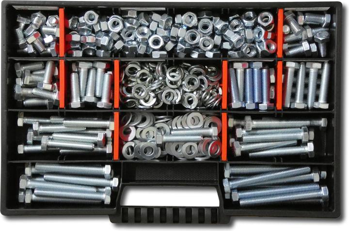 Produktbild Schraubenbox24 400 tlg Sechskantschrauben Sortiment mit Muttern Unterlegscheiben Federringen M8 // 12mm-70mm Schrau (400 Schrauben pro Stück)