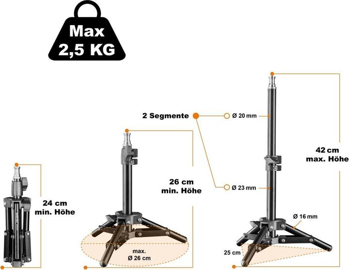Image du produit Walimex Trépied de lampe 40cm (40 cm, 2.50 kg)