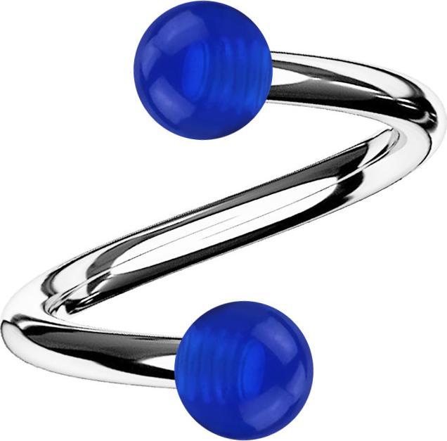 Image du produit Star Piercing Spirale silber mit zwei Kugeln dunkelblau transparent (sans laiton, Acier chirurgical 316L, Acrylique)
