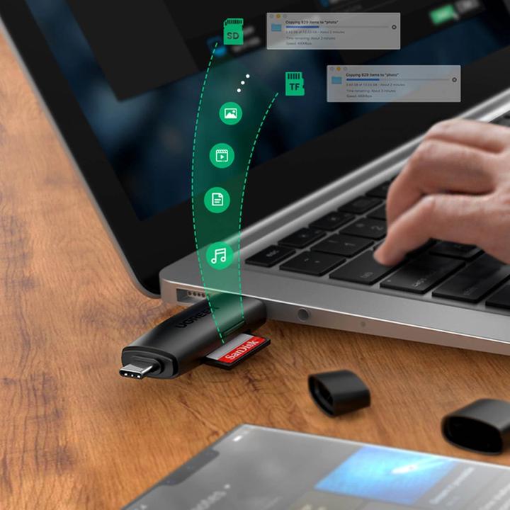 Produktbild Ugreen CM304 USB + USB-C Adapter Card Reader SD + microSD (black) (USB-C)