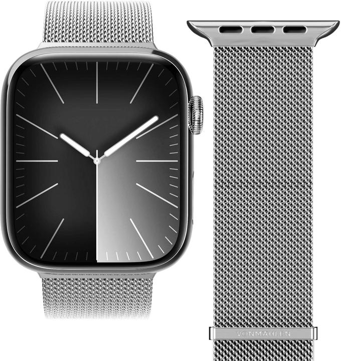 Actual product image Vonmählen Milanese wristband 2 for Apple Watch 38 40 41 mm silver (Stainless steel)