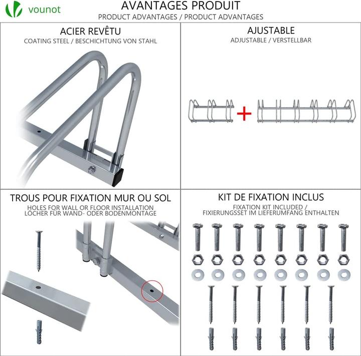 Image du produit Vounot Supports à vélos pour 4 vélos
