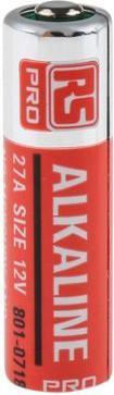 Actual product image Rs Pro A27 battery, 12V / 25mAh alkaline, standard (A27, 25 mAh)