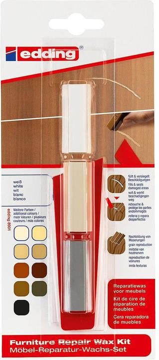 Image du produit Edding Kit de cire de réparation pour meubles (Blanc, 1 x)