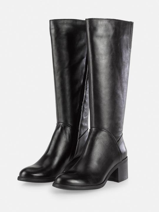 Produktbild Felmini MIRA D946 Stylische hohe Stiefel mit niedrigem Absatz, gefertigt aus echtem weichem schwarzem Leder. (40)