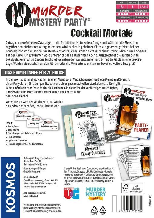 Actual product image Kosmos Murder Mystery Party Cocktail Mortale (German)