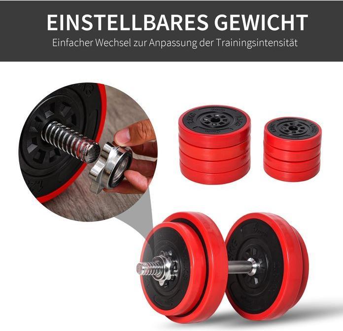 Immagine prodotto Swisshandel24 Set di manubri 20KGS 2-IN-1 Manubri e bilancieri regolabili per il sollevamento pesi a casa (4 x 2,5 kg)