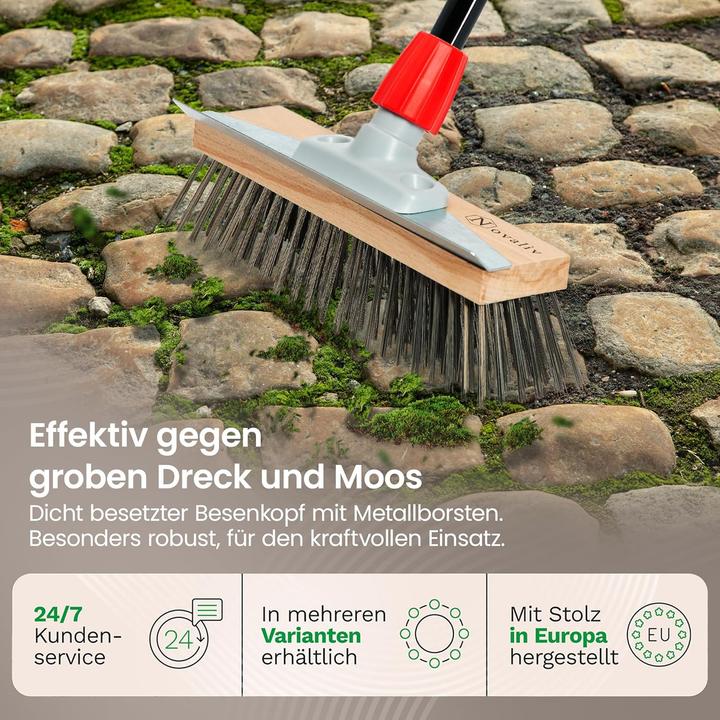 Produktbild Novaliv 2X Robuster Drahtbesen Moos - Effiziente Moosentfernung, Drahtbürste, 6-Reihen Metallborsten (1 Stk.)