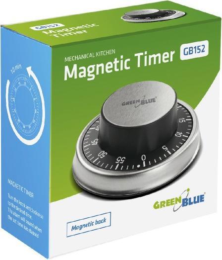 Produktbild Greenblue 51348 - Mechanischer Küchentimer - Silber - 60 min - Magnetic - 9,5 cm - Box
