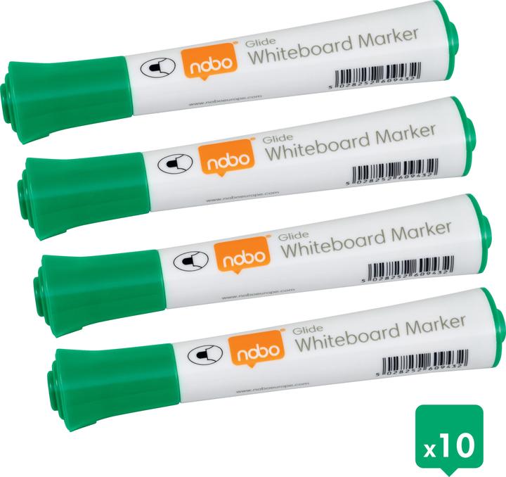 Actual product image Nobo Glide Whiteboard Pen (Green, 2 mm, 10 x)