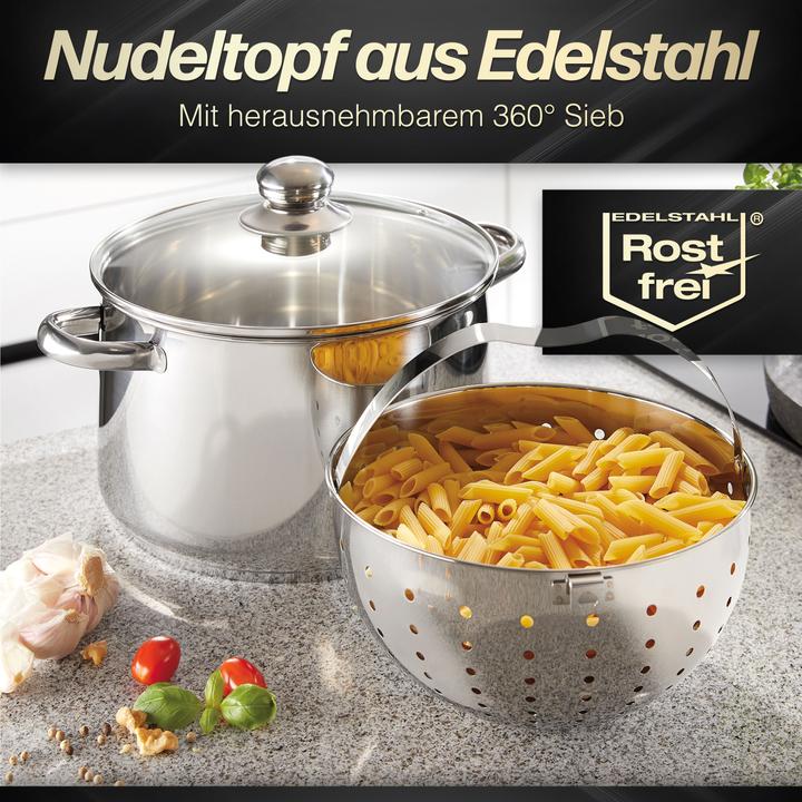 Actual product image Beyond Stainless steel 24cm with glass lid & removable strainer insert (24 cm, Pot, Stainless steel)