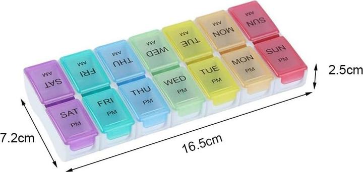 Actual product image Cbx Tablettenbox, Pillenbox 7 Tage - Morgen und Abend Rainbow