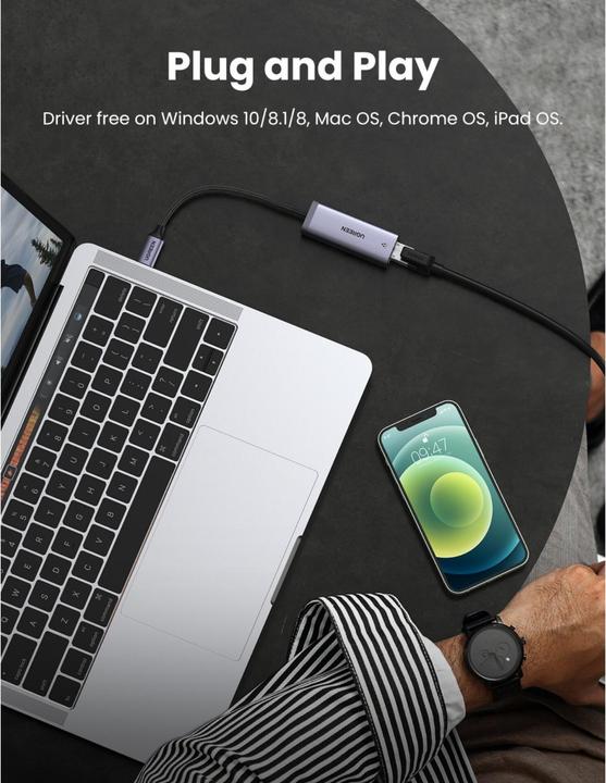 Produktbild Ugreen USB-C to RJ45 Netzwerkadapter (USB-C, RJ45 (1x))