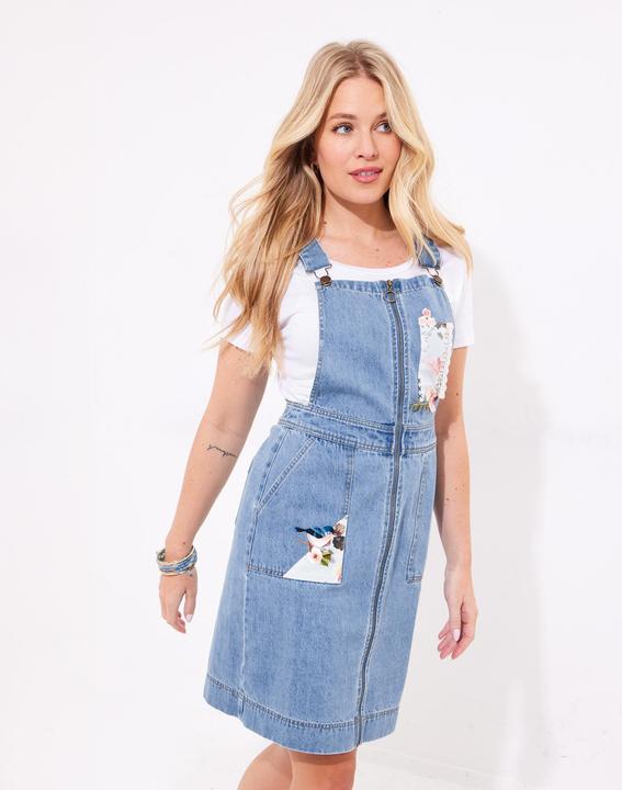 Actual product image Joe Browns Floral Zip-Front Denim Pinafore (34)