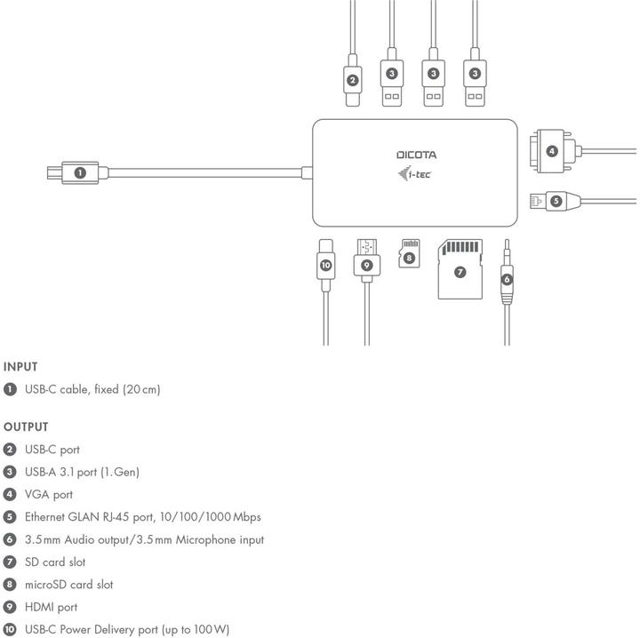 Produktbild Dicota D31955 (USB-C, 10 Ports)