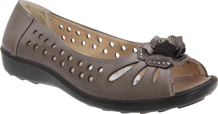Actual product image Boulevard Ballerinas shoes with toe opening hole pattern and flower appliqué (40, 40.5)