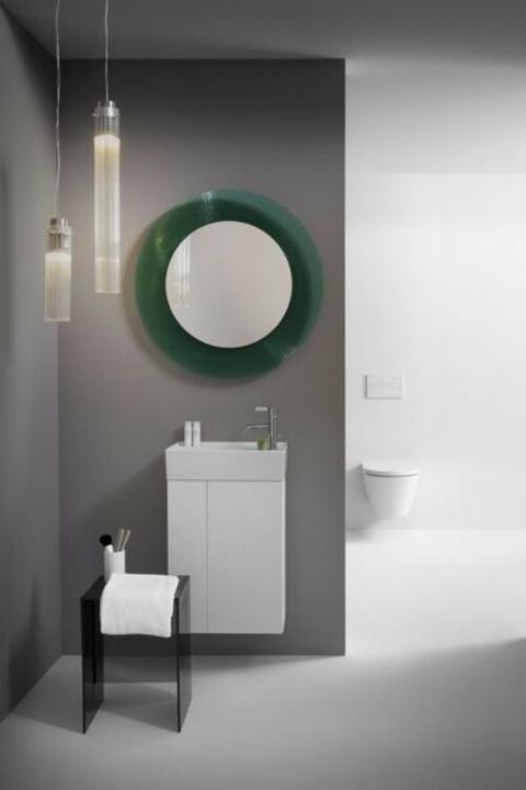 Actual product image Laufen Mirror KARTELL 780x780mm, with LED lighting powder pink (Ø 78 cm)