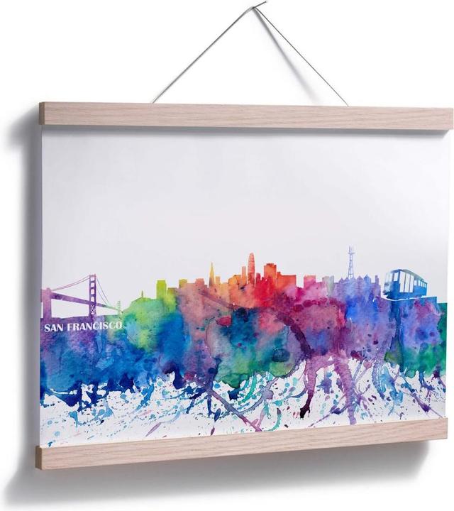 Actual product image Trenddeko San Francisco watercolor skyline (120 x 100 cm)