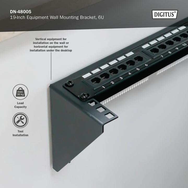 Produktbild Digitus 6HE Wandmontagerahmen, vertikal 283 x 504 x 151 mm, schwarz (10.87 HE, 19 Zoll Rack)