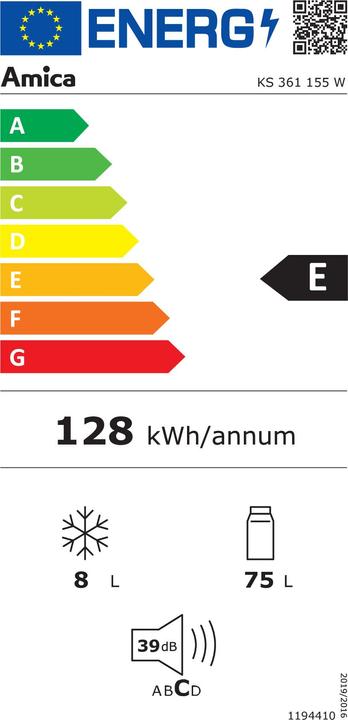 Etichetta energetica Amica KS 361 155 W (83 l)