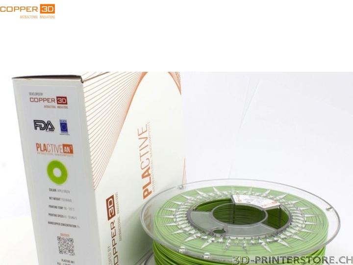 Immagine prodotto Copper 3D COPPER3D Filamento PLA PLACTIVE AN1 verde antibatterico 0.75kg 2.85mm (PLA, 2.85 mm, 750 g, Verde)
