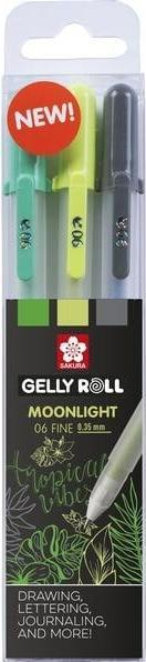Sakura Gel-Tintenroller Gelly Roll Moonlight 06 "Botanical" (Blau, Schwarz, Grün, 3 x)
