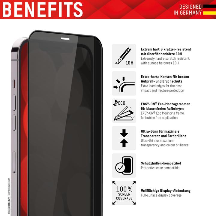 Actual product image Displex Real Glass, Privacy Full Cover Panzerglas (1 Piece, Apple iPhone XS, Apple iPhone 11 Pro, Apple iPhone X)