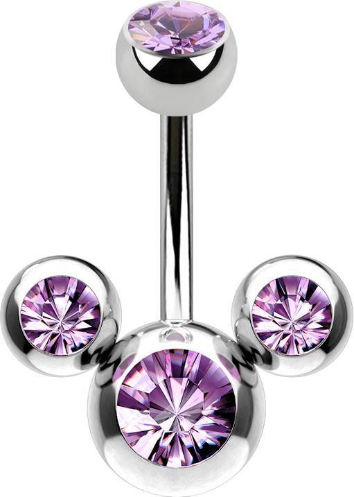 Produktbild Star Piercing Banane silber Micky Maus mit Kristall tanzanite (Chirurgenstahl 316L, ohne Messing)