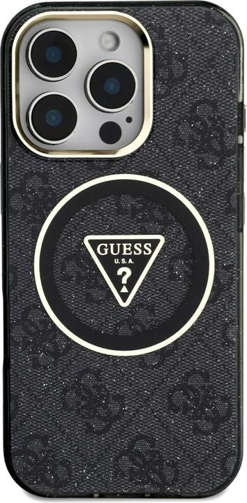 Immagine prodotto Guess Case IML Metal Glitter 4G Circle Triangle MagSafe for iPhone 16 Pro Max black (Apple iPhone 16 Pro Max)