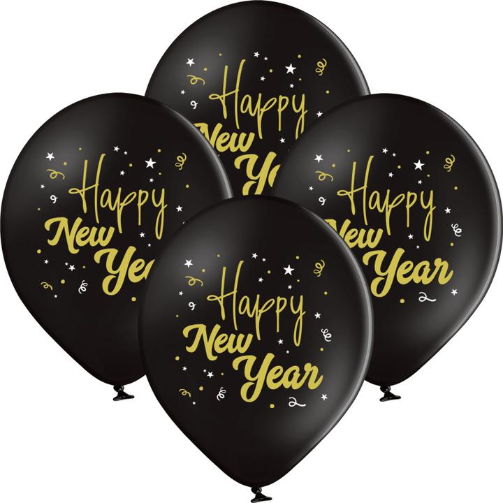 Produktbild bonacker ballonversand Happy New Year Ballons schwarz - Premium-Qualität aus Naturkautschuk (25 x)