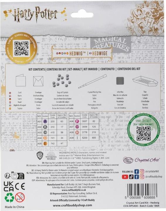 Actual product image Craft Buddy Hogwarts & Hedwig, 18x18cm Crystal Art Card