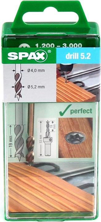 Productafbeelding Spax Boor 5,2 mm voor vlonderhout op aluminium 19 mm schroefdraadlengte ( 5009409875005 ) (5,2 millimeter)