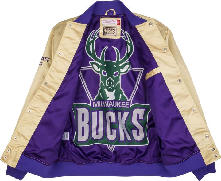 Image du produit Mitchell & Ness M&N Lightweight Satin Veste - Milwaukee Bucks gold (M)