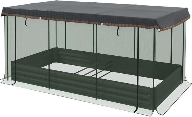 Produktbild Swisshandel24 Hochbeet Stahl, Pflanzkasten, Blumenkasten mit Vogelschutznetz, Sonnenschutz, Gartenbeet für Balkon