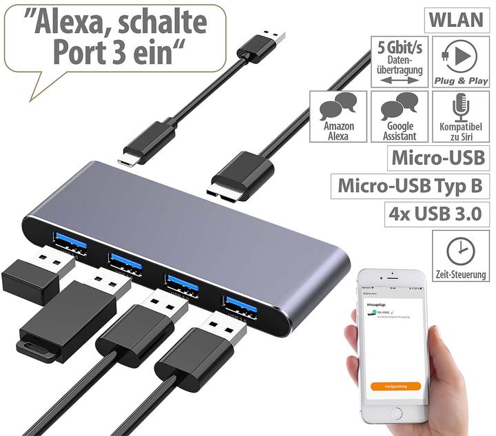 Actual product image Xystec WLAN USB 3.0 hub with 4 individually switchable ports (4 ports)