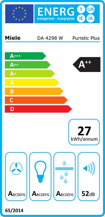 Label énergétique Miele DA 4298 W Puristic Plus ED (Hotte murale)