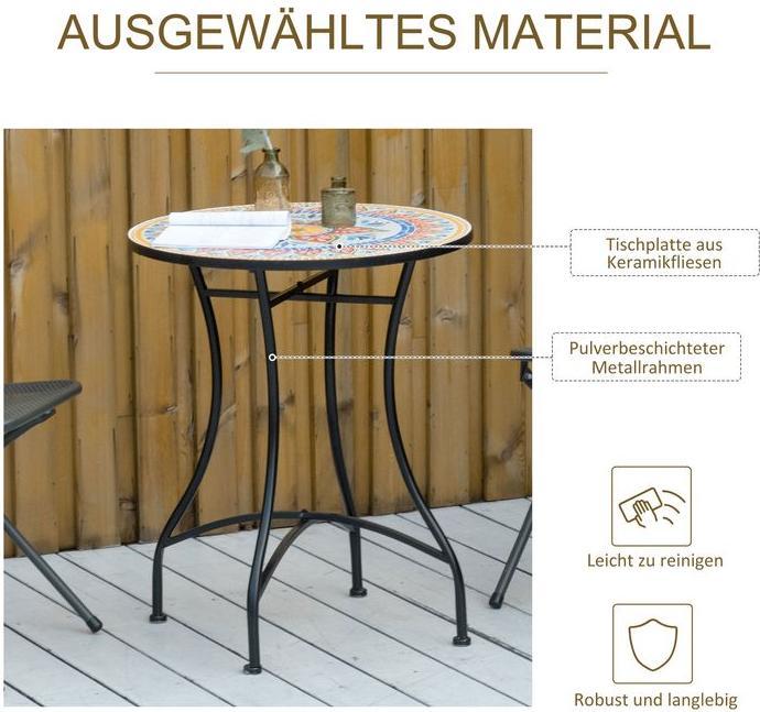 Actual product image Swisshandel24 Garden table mosaic table round bistro table side table with mosaic top ceramic metal red+blue+white