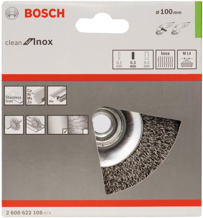 Produktbild Bosch Professional Zubehör PRO Stainless Steel clean Kegelbürste, 100 x 0,35 mm, Gewinde (P100)